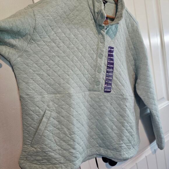 Eddie Bauer Quilted Pullover Womens Size XXL Light Blue Sweater Cozy Neutral - Picture 4 of 11